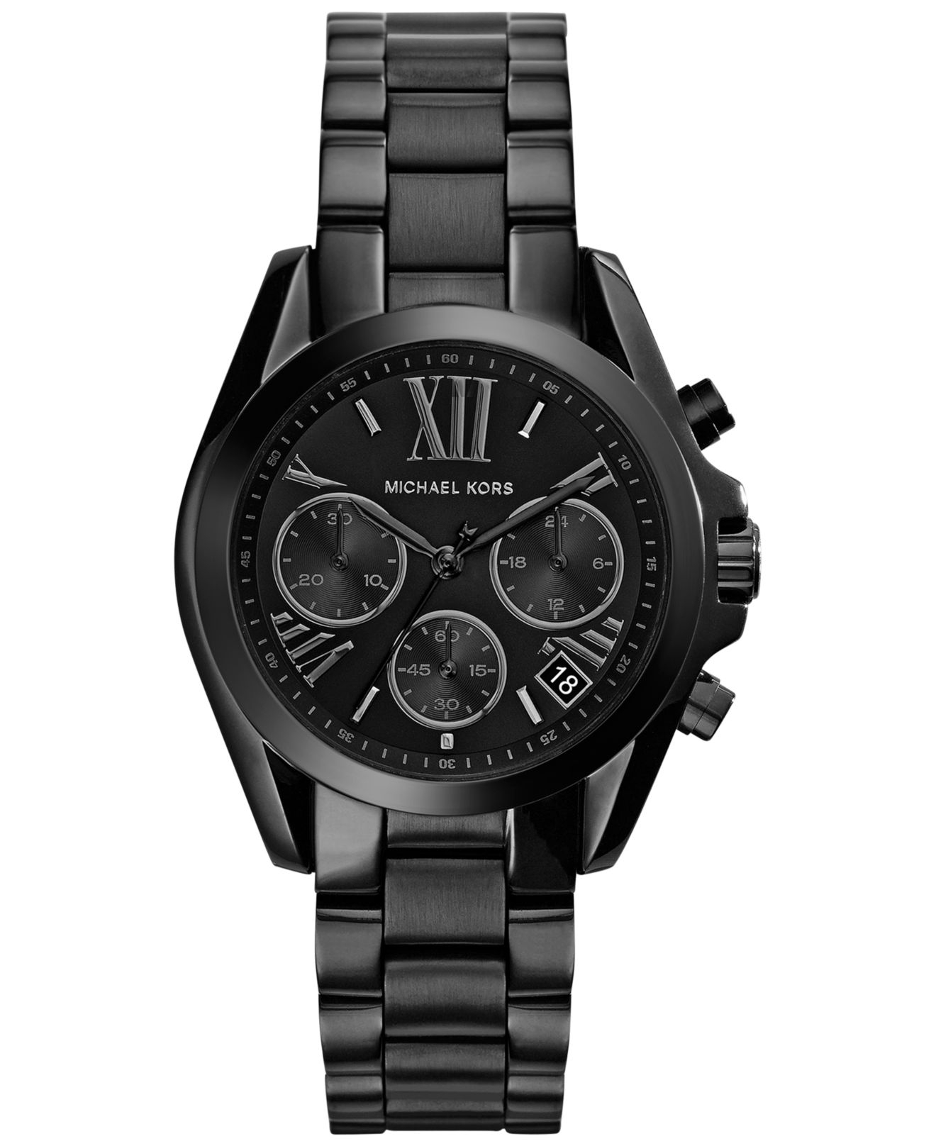 Women S Chronograph Mini Bradshaw Black Ion Plated Stainless Steel Bracelet Watch 36mm Mk6058 Women S Chronograph Mini Bradshaw Black Ion Plated Stainless Steel Bracelet Watch 36mm Mk6058