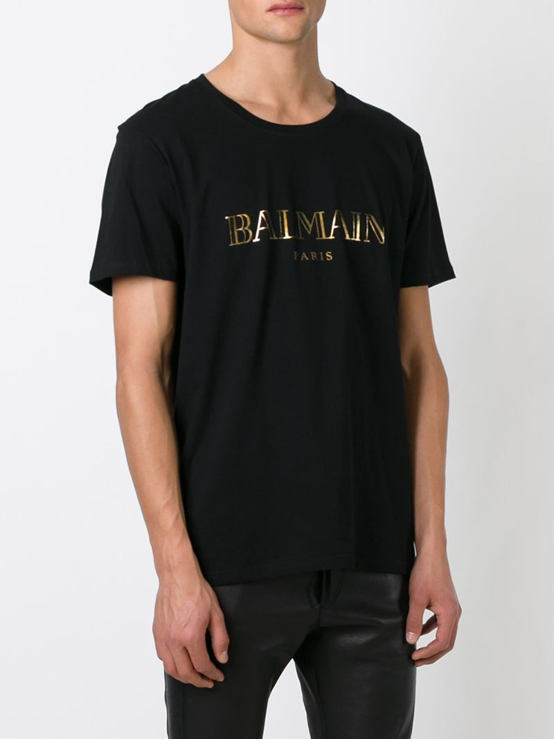 Lyst - Balmain Logo Motif T-Shirt in Black for Men