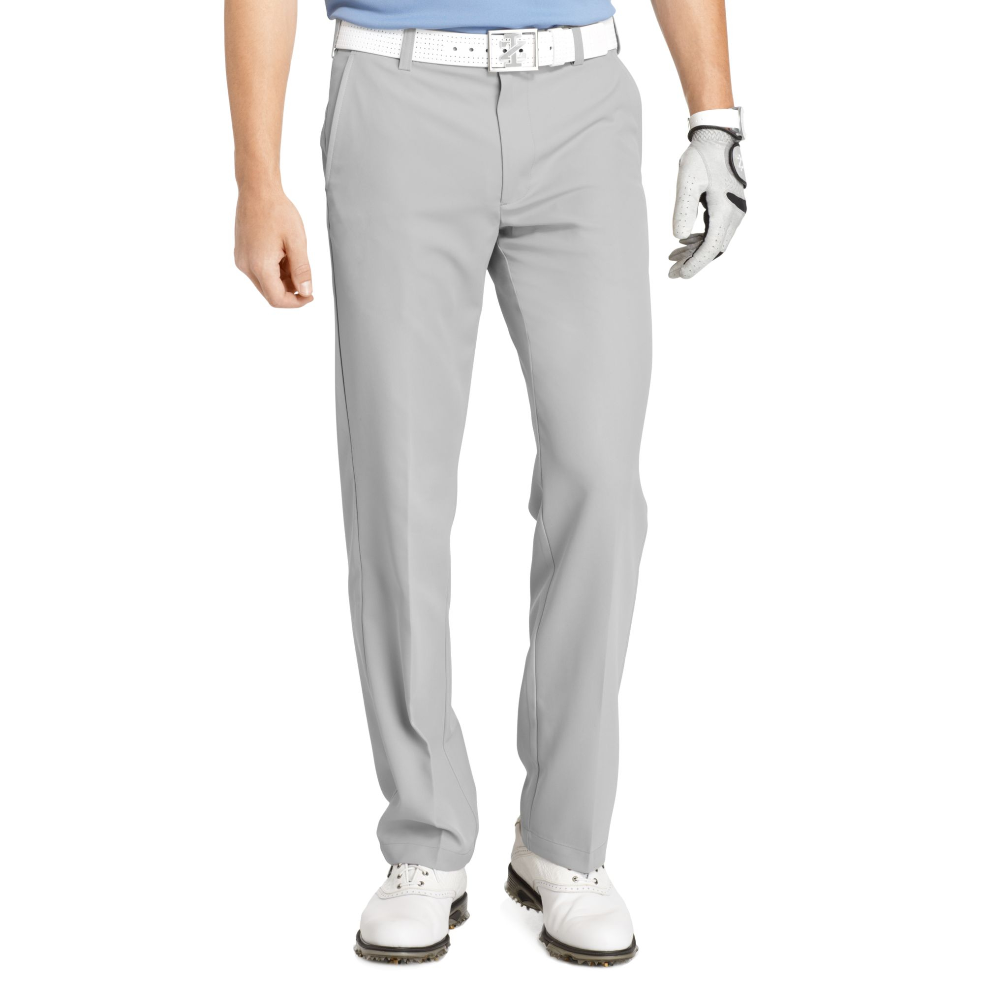 Izod Golf Pants, Slim-Fit Flat Front Pants in Gray for Men (Silver ...