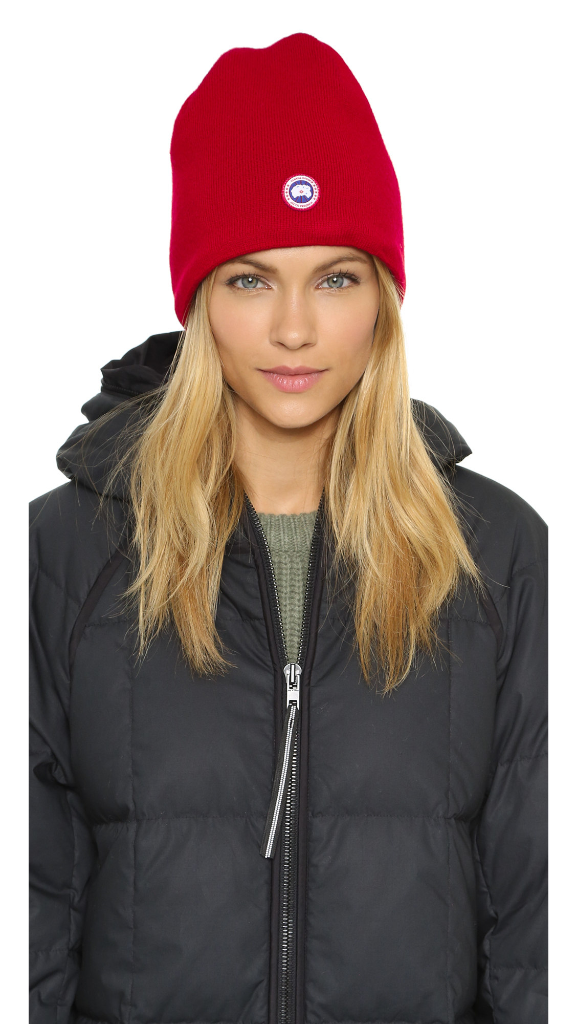 Canada goose merino wool beanie with oversized pom-pom top