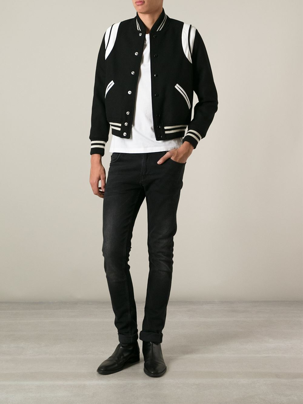 Saint Laurent Classic Teddy Jacket Black & White