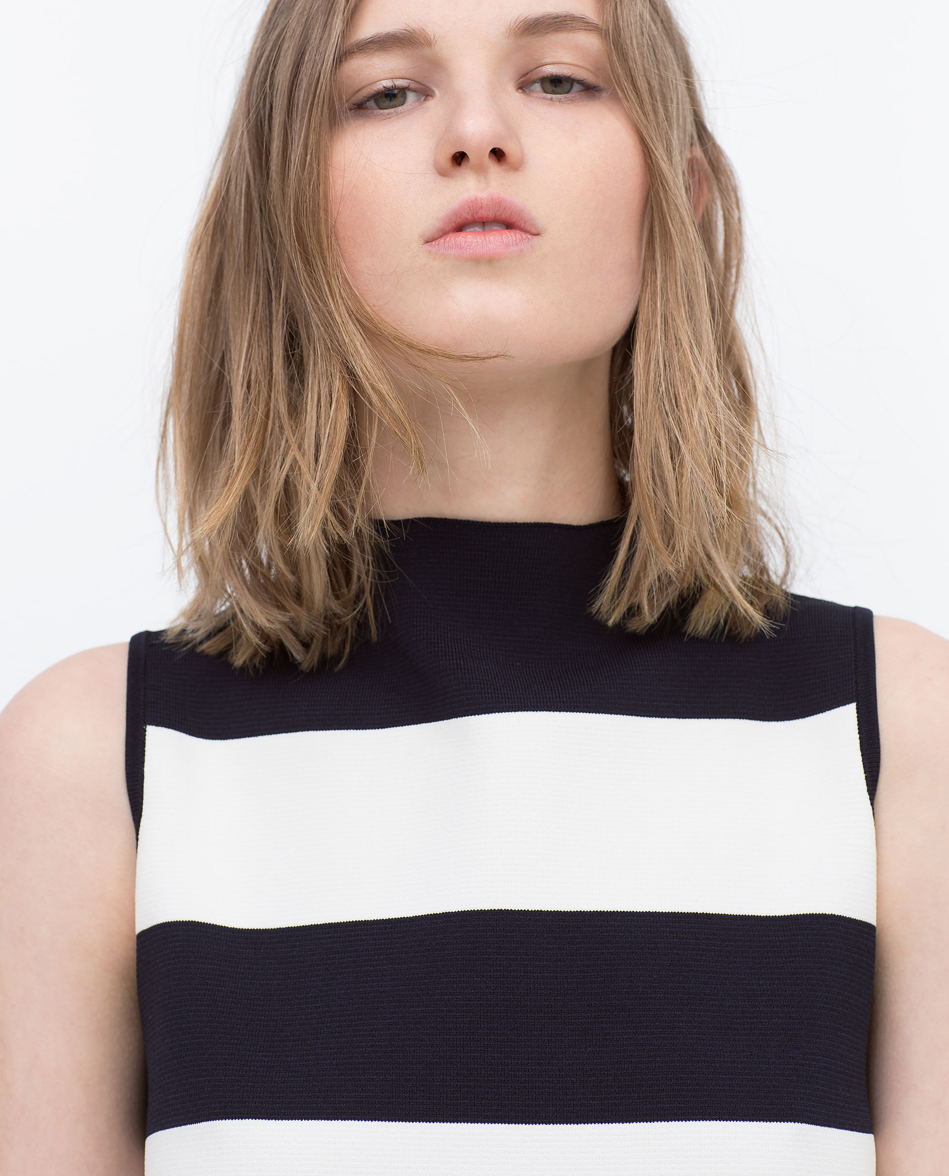 Zara Striped Turtleneck Dress in Blue Lyst