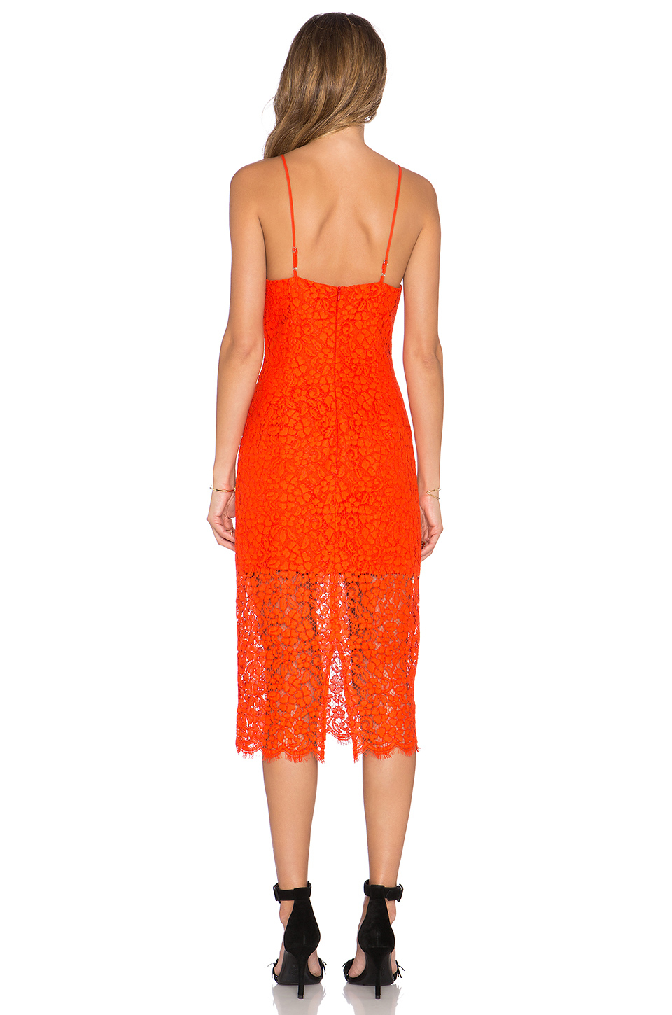 bardot red lace dress