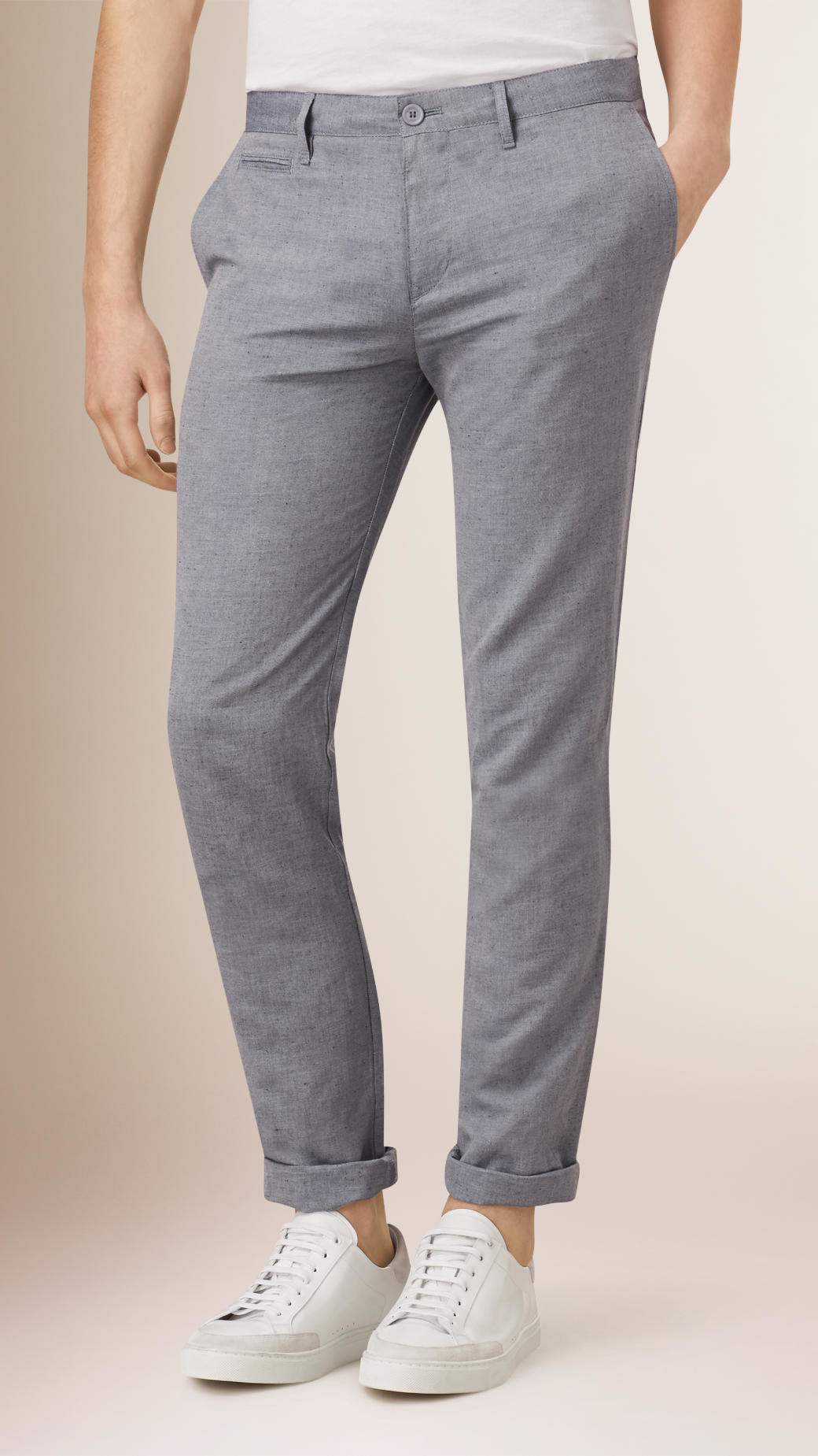 mens skinny fit linen trousers