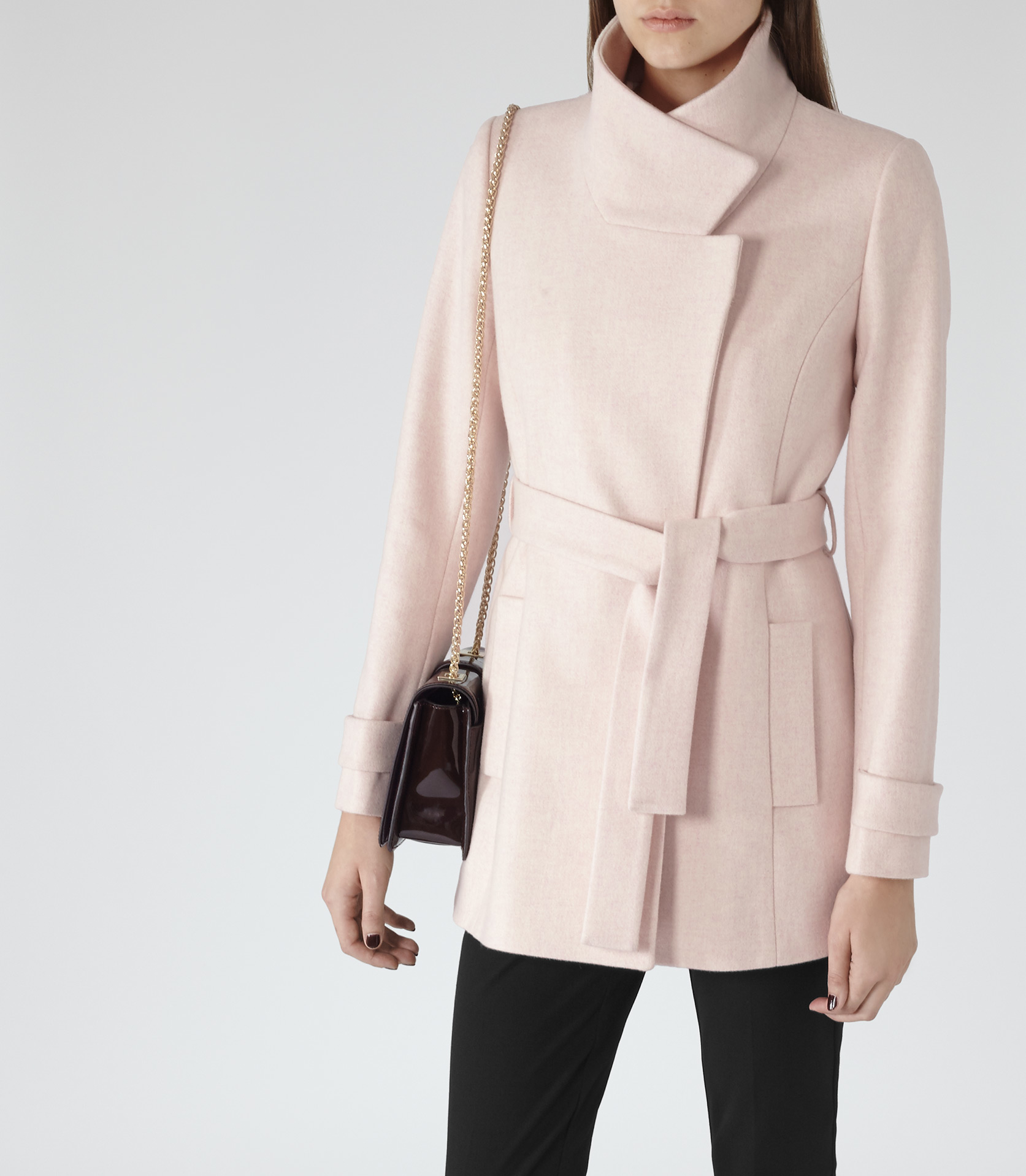 high neck wrap coat