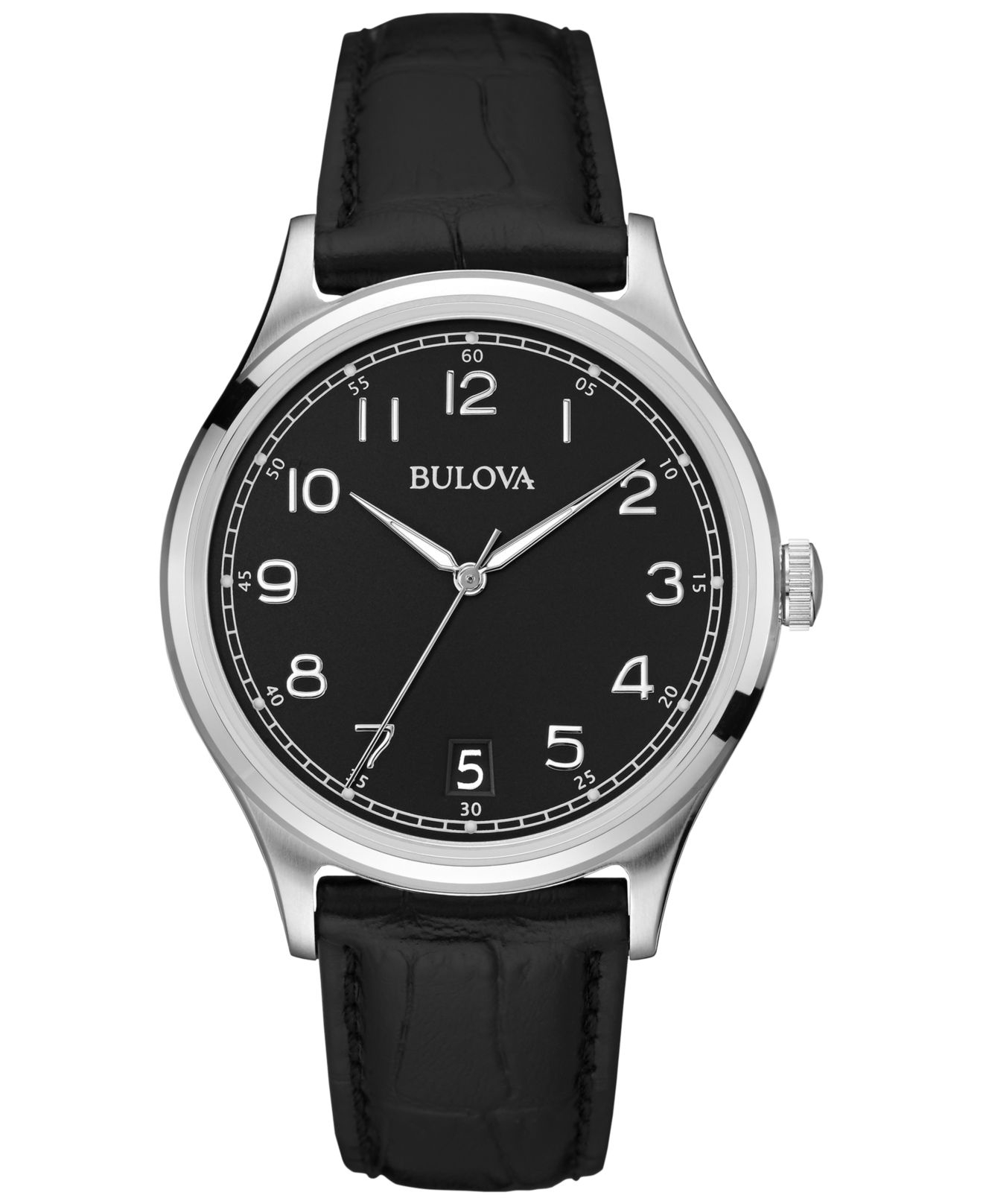 Bulova Men's Black Leather Strap Watch 40mm 96b233 for Men Lyst