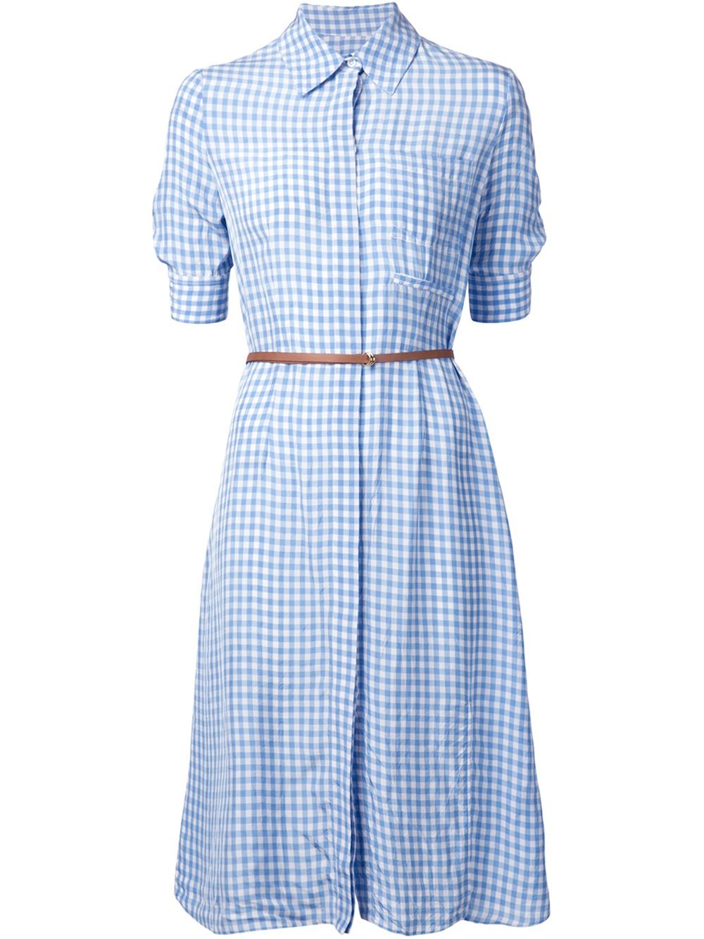 Altuzarra Gingham Belted Shirt Dress in Blue | Lyst