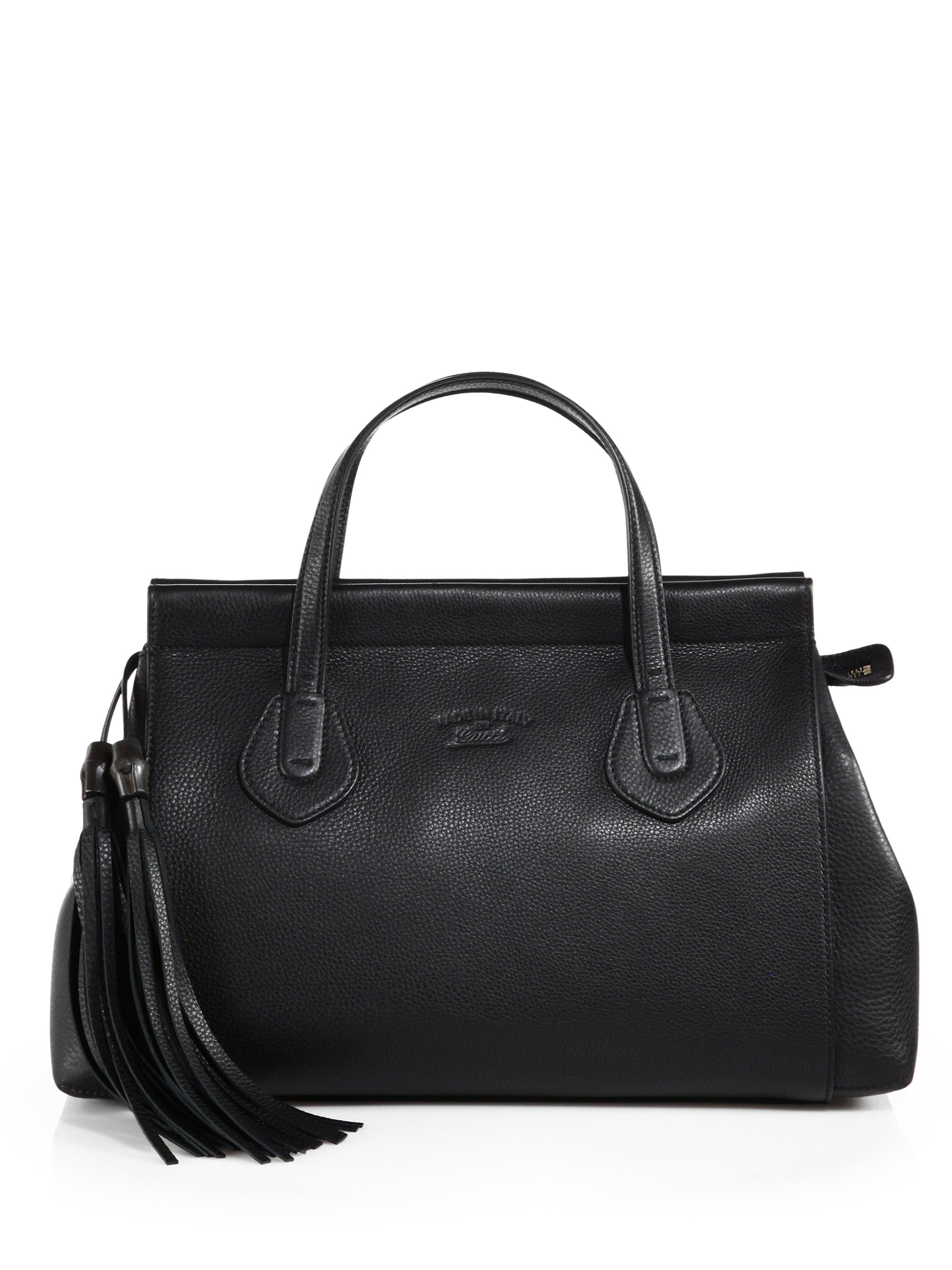 Midler Siden at forstå Gucci Lady Tassel Leather Tophandle Bag in Black - Lyst