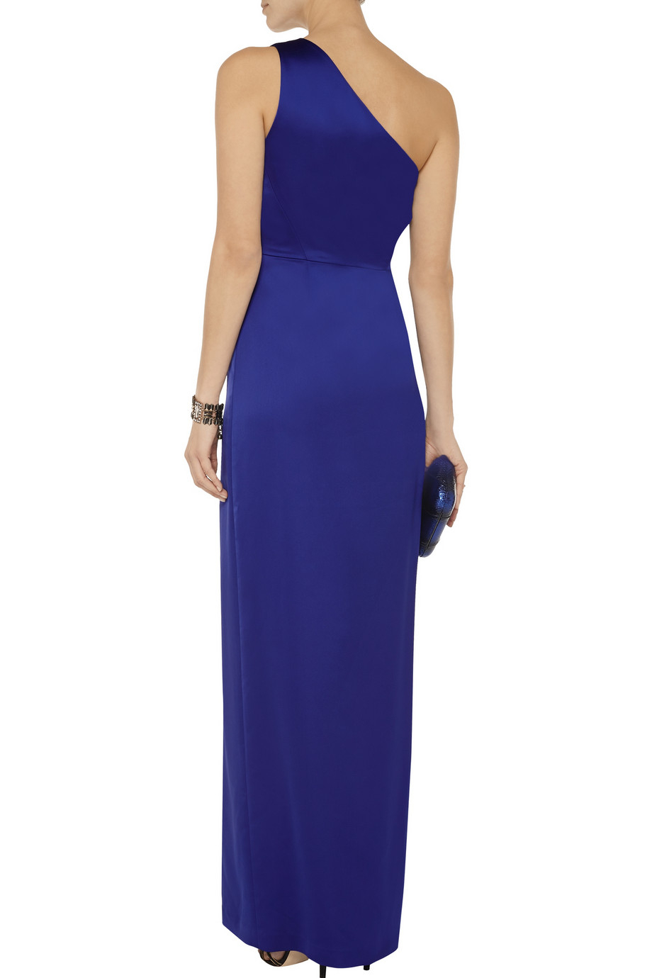 halston satin wrap gown
