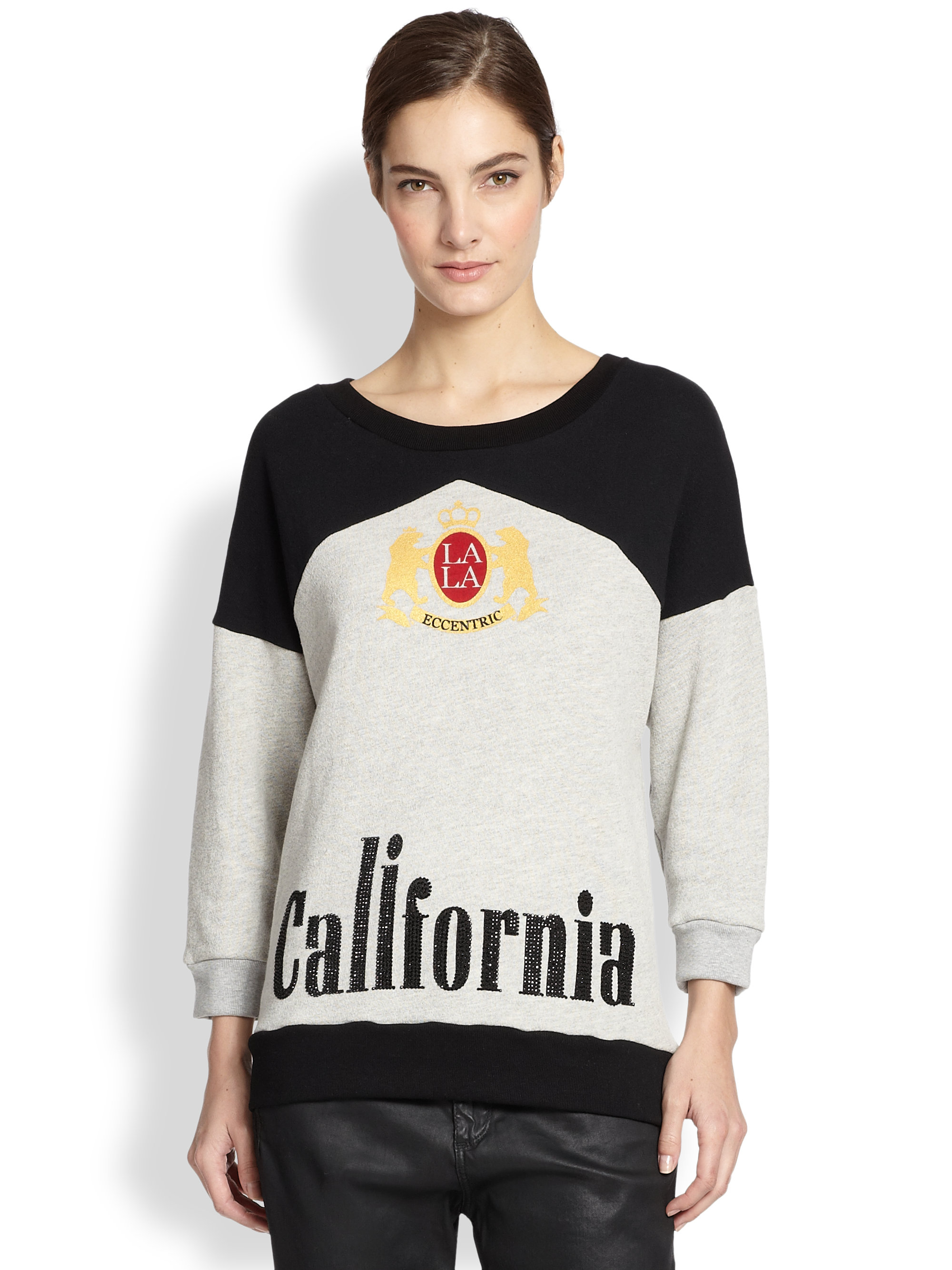 Pam & Gela Womens Crop Rhinestone Sweatshirt