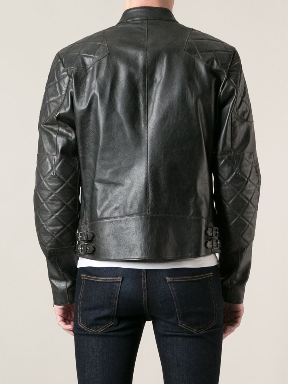 Belstaff Band Collar Biker Jacket in Black for Men Lyst
