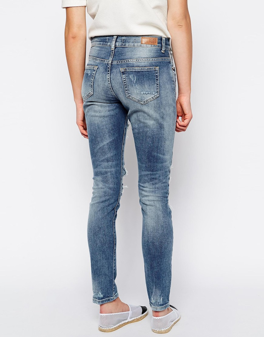 Vero Moda Ripped Jeans in Denim (Blue) - Lyst