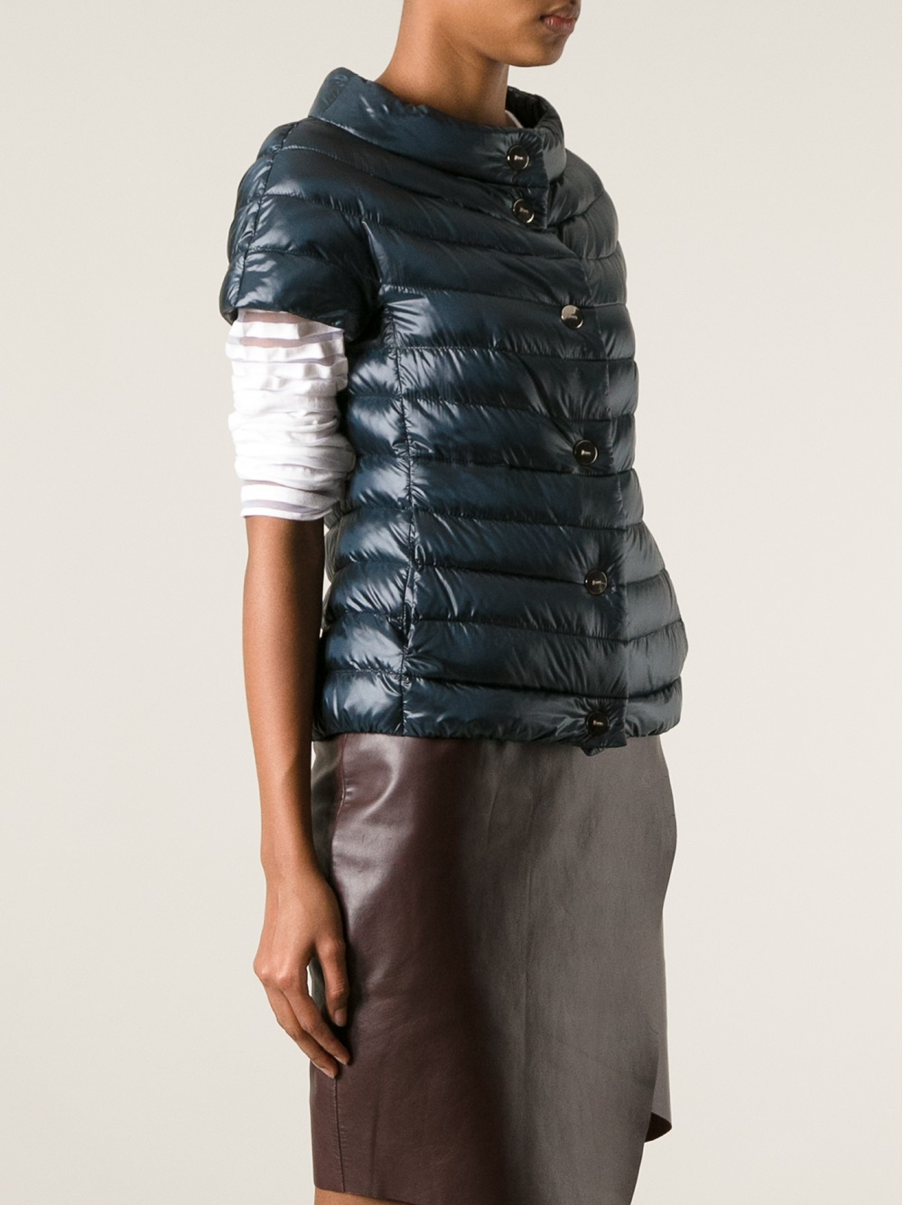 Herno Short Sleeved Puffer Jacket in Grey (Blue) - Lyst