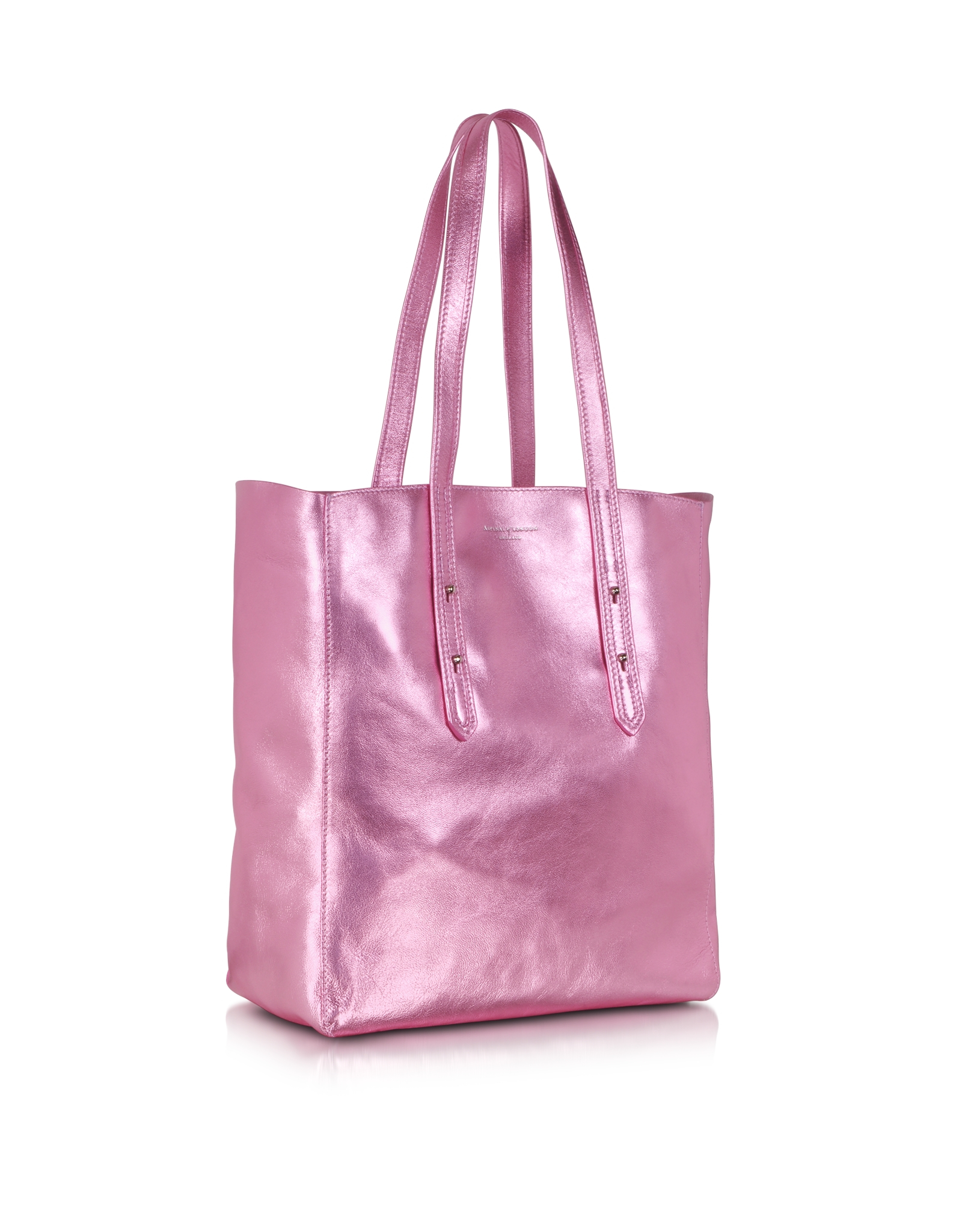 pink metallic tote bag