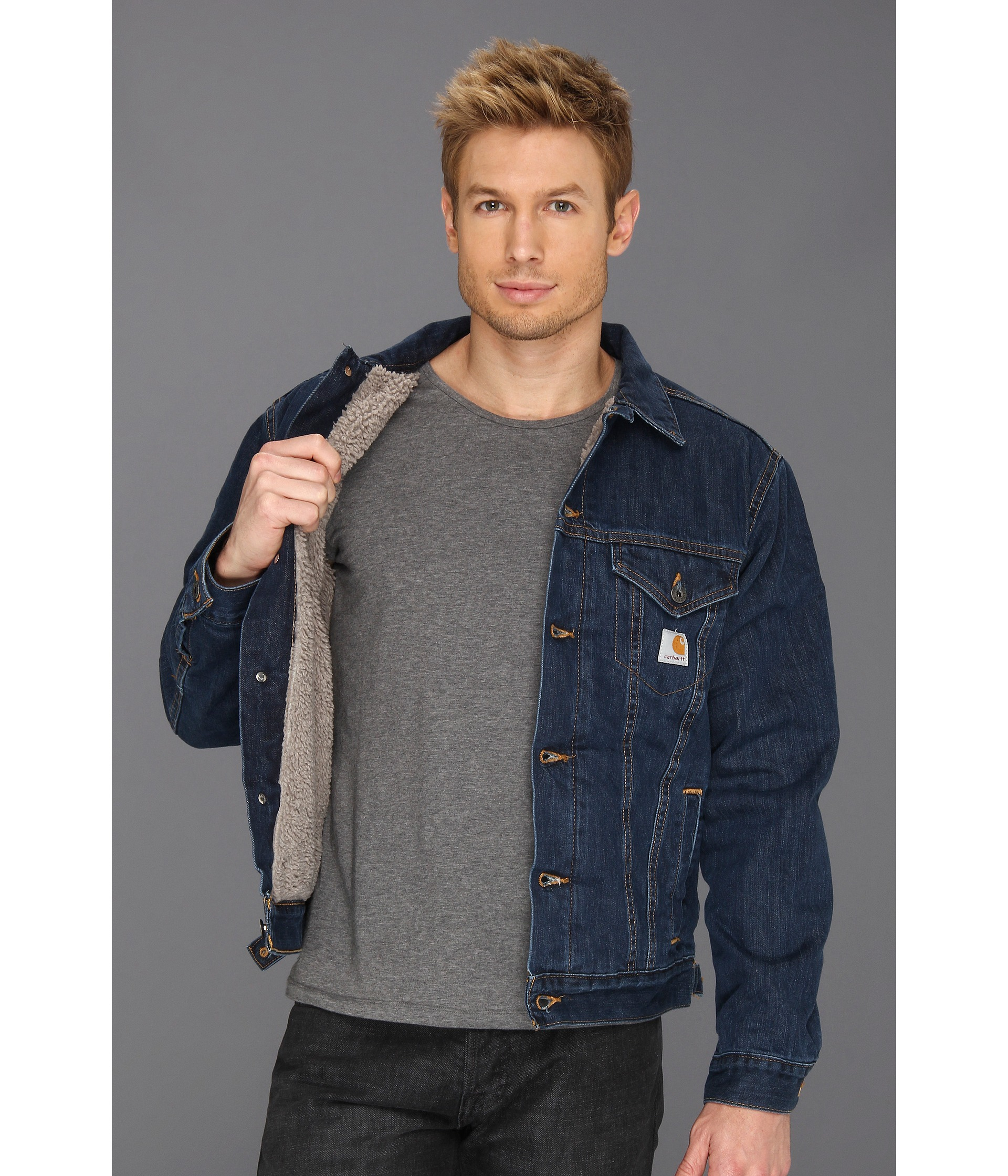 Carhartt Big & Tall Sherpa Lined Denim Jean Jacket in Blue for Men - Lyst