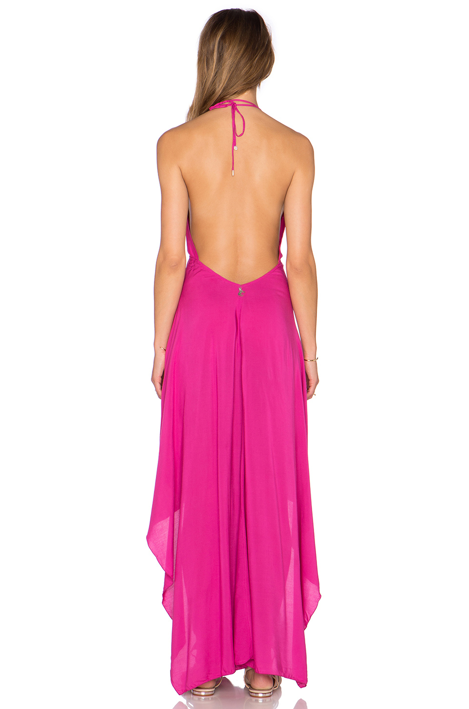 Indah Imani Solid Halter Maxi Dress in Pink Lyst