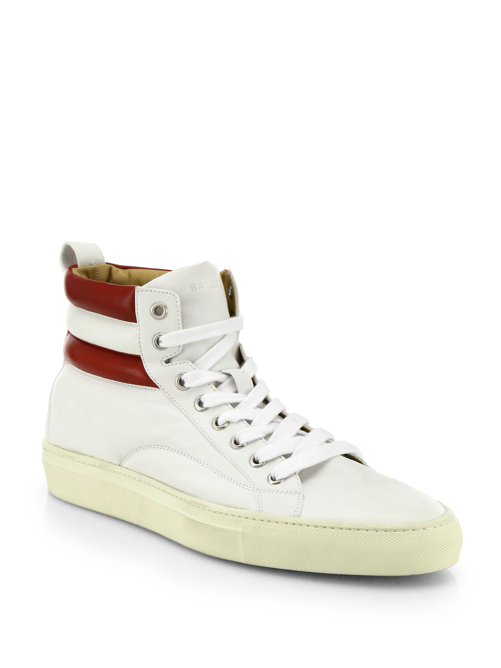 Bally Leather High-Top Sneakers in White for Men | Lyst