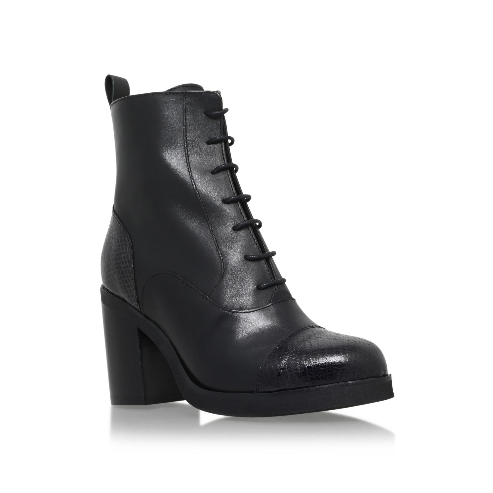 Carvela Kurt Geiger Snap Mid Block Heel Lace Up Ankle Boots In Black | Lyst