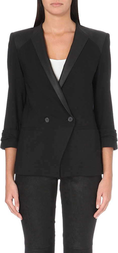 Helmut lang Smoking Leather-Panelled Tuxedo Jacket - For Women in Black ...