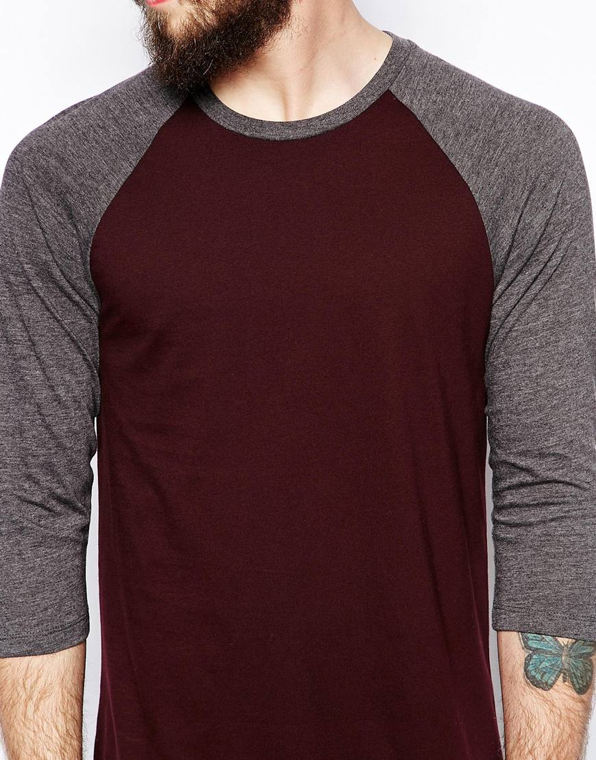 Download ASOS 3/4 Sleeve T-Shirt With Contrast Raglan Sleeves In ...