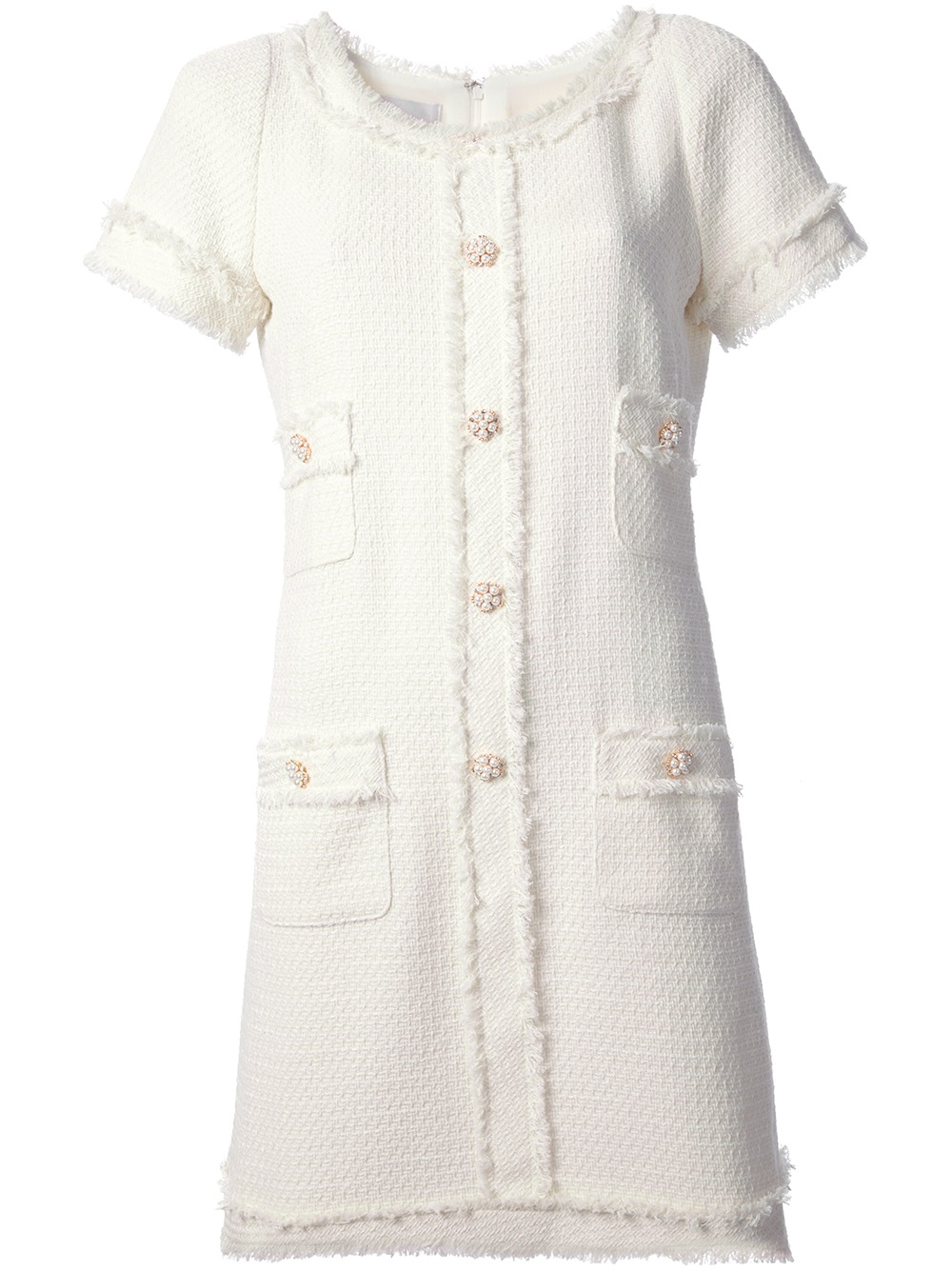 Edward Achour Paris Bouclé Shift Dress in White | Lyst