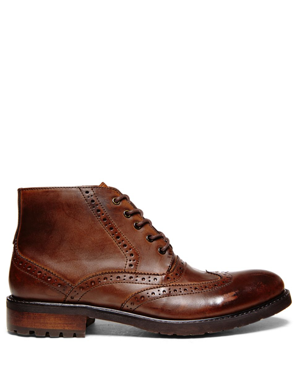 Steve Madden Leather Brogue Ankle Boots in Brown for Men