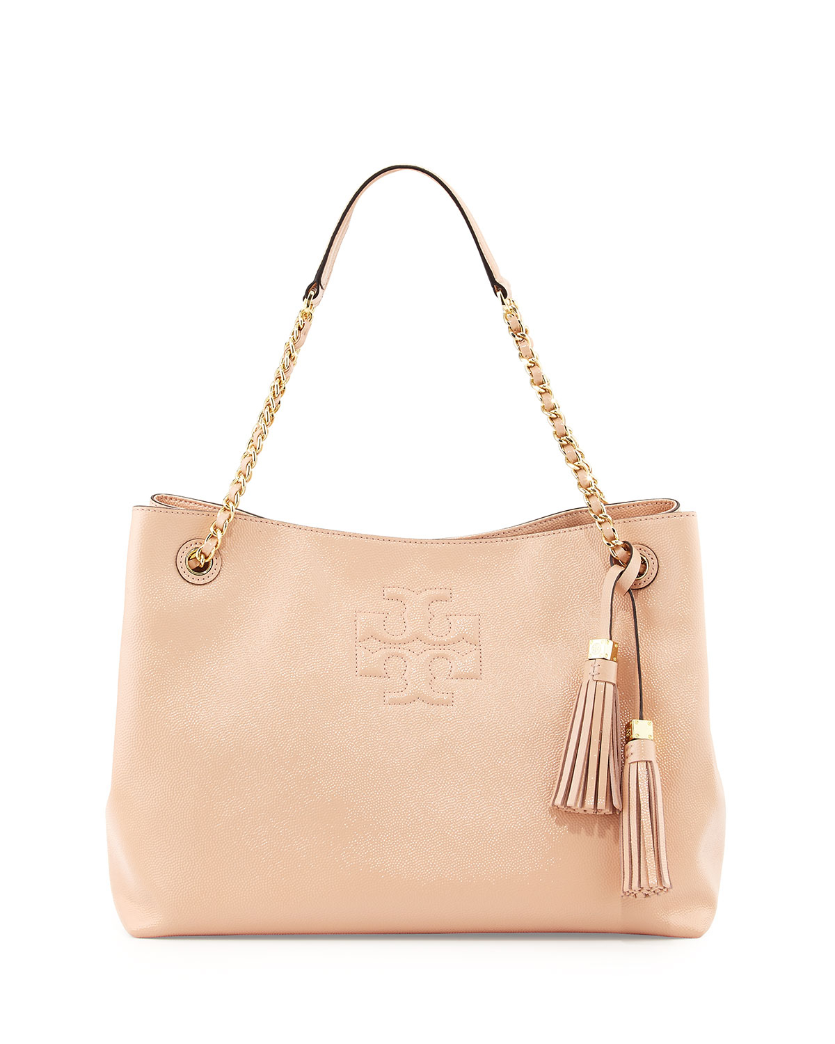Lyst - Tory Burch Thea Patent Chain-Strap Shoulder Bag in Natural