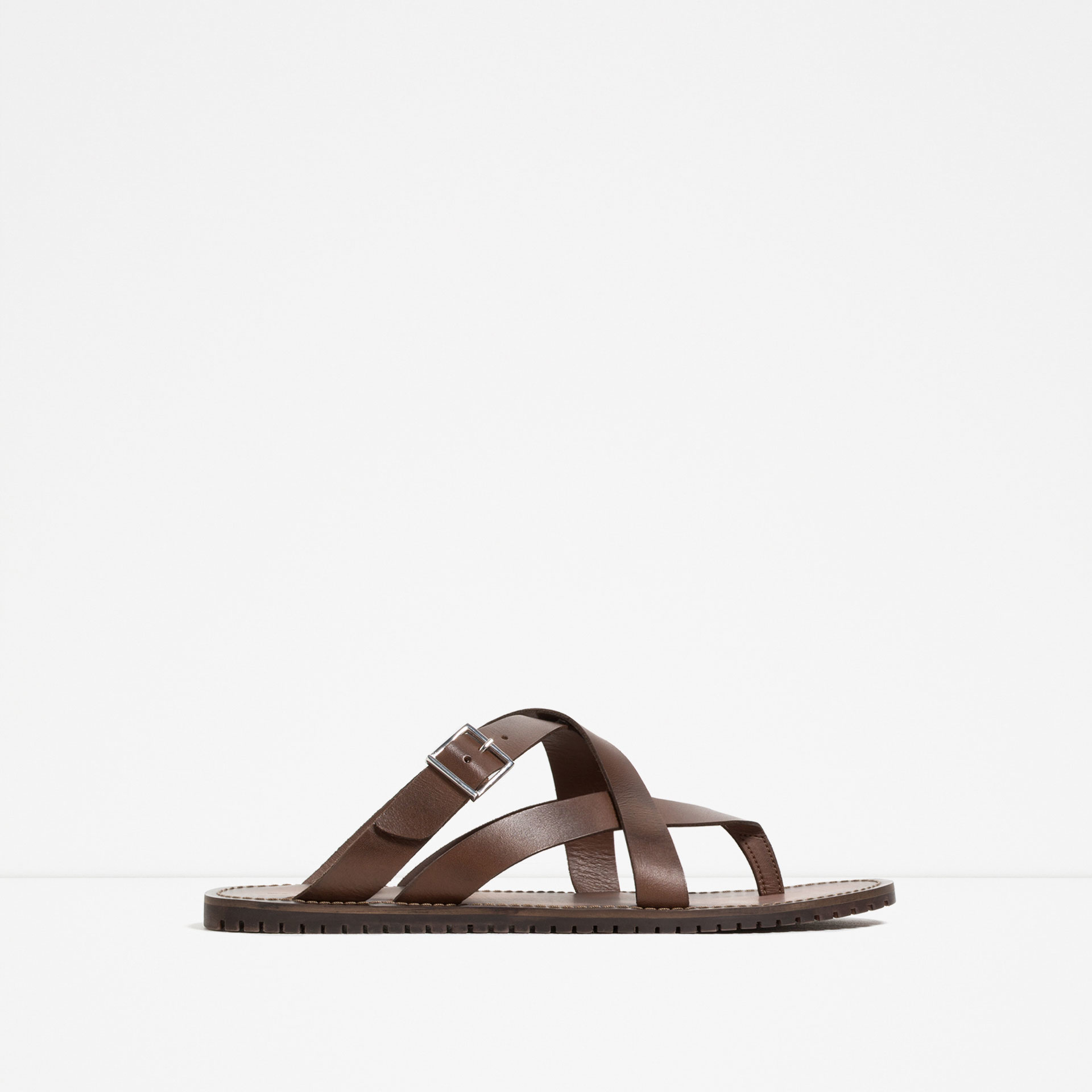 Zara Strappy Leather Sandals in Brown for Men Lyst
