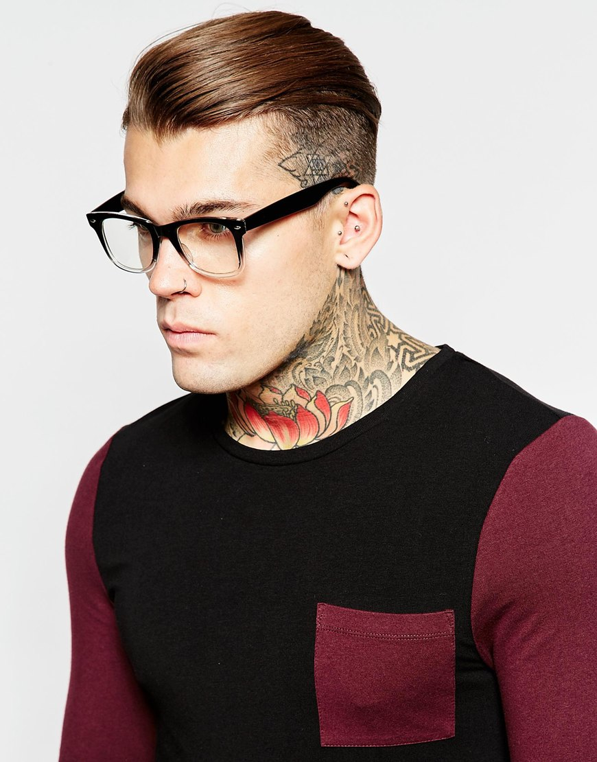 ASOS Square Glasses With Clear Lens in Black for Men | Lyst