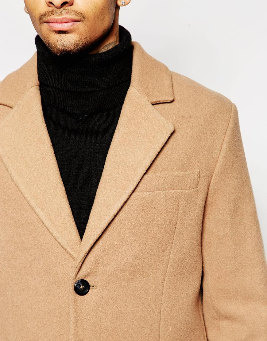 ASOS Wool Rich Overcoat In Camel in Natural for Men Lyst