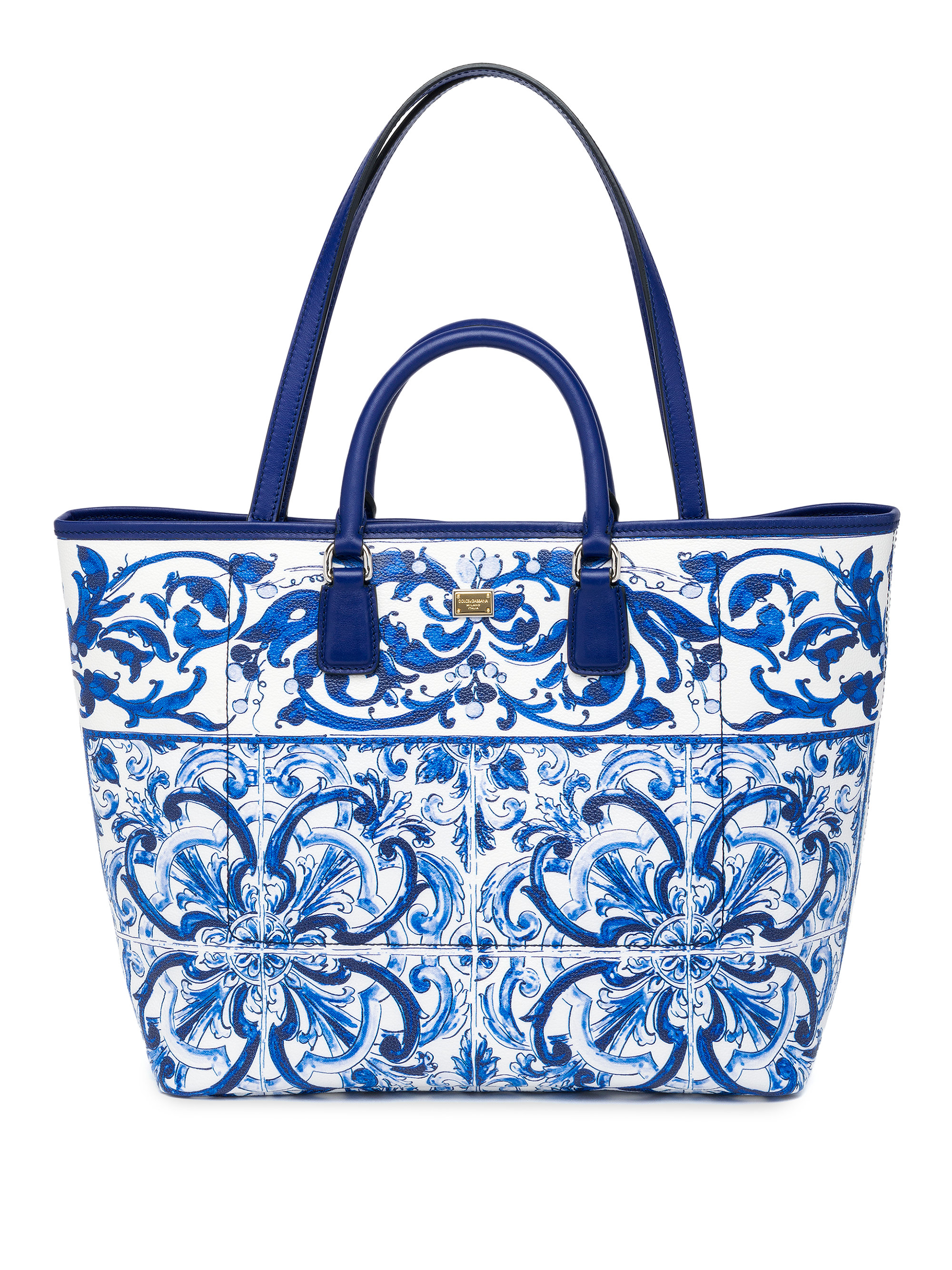 Dolce & Gabbana Italian Tile Coated Canvas Tote in Blue - Lyst