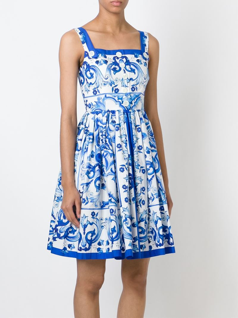 Lyst - Dolce & Gabbana 'Majolica' Dress in Blue