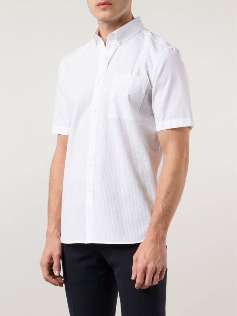 Lyst - Patrik Ervell Short Sleeve Button Down Shirt in White for Men