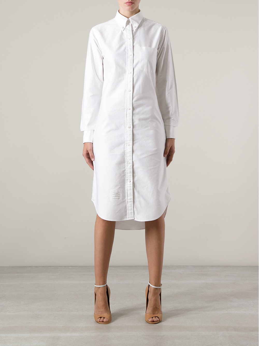 Thom Browne Oxford Shirt Dress in White 