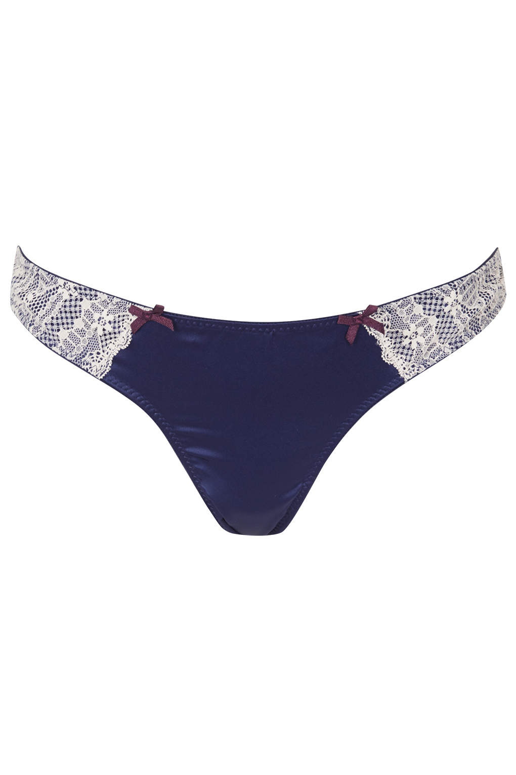 Topshop Womens Satin and Lace Thong Navy Blue in Blue (NAVY BLUE) | Lyst