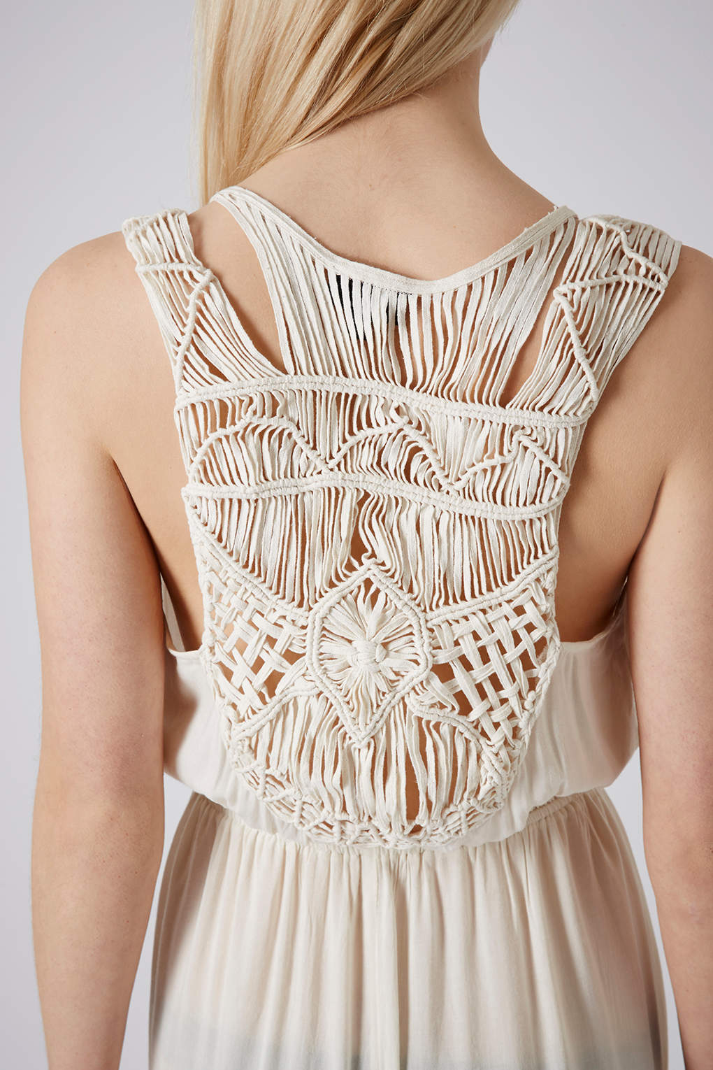 Cream Macrame Back Maxi Dress in Natural Lyst