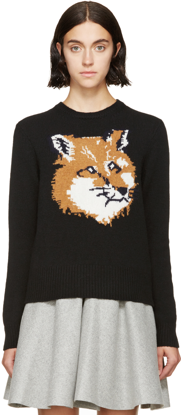 Lyst - Maison Kitsuné Black Knit Fox Sweater in Black