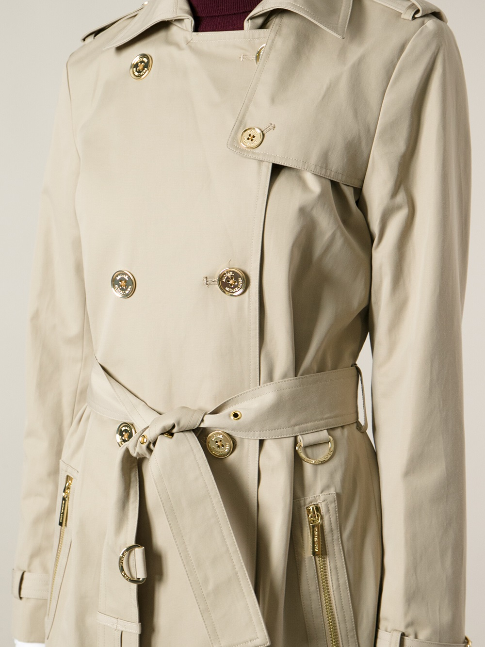 MICHAEL KORS Michael trench coat in cotton canvas  Kaki  Michael Kors  trench coat MH1204ED0X online on GIGLIOCOM
