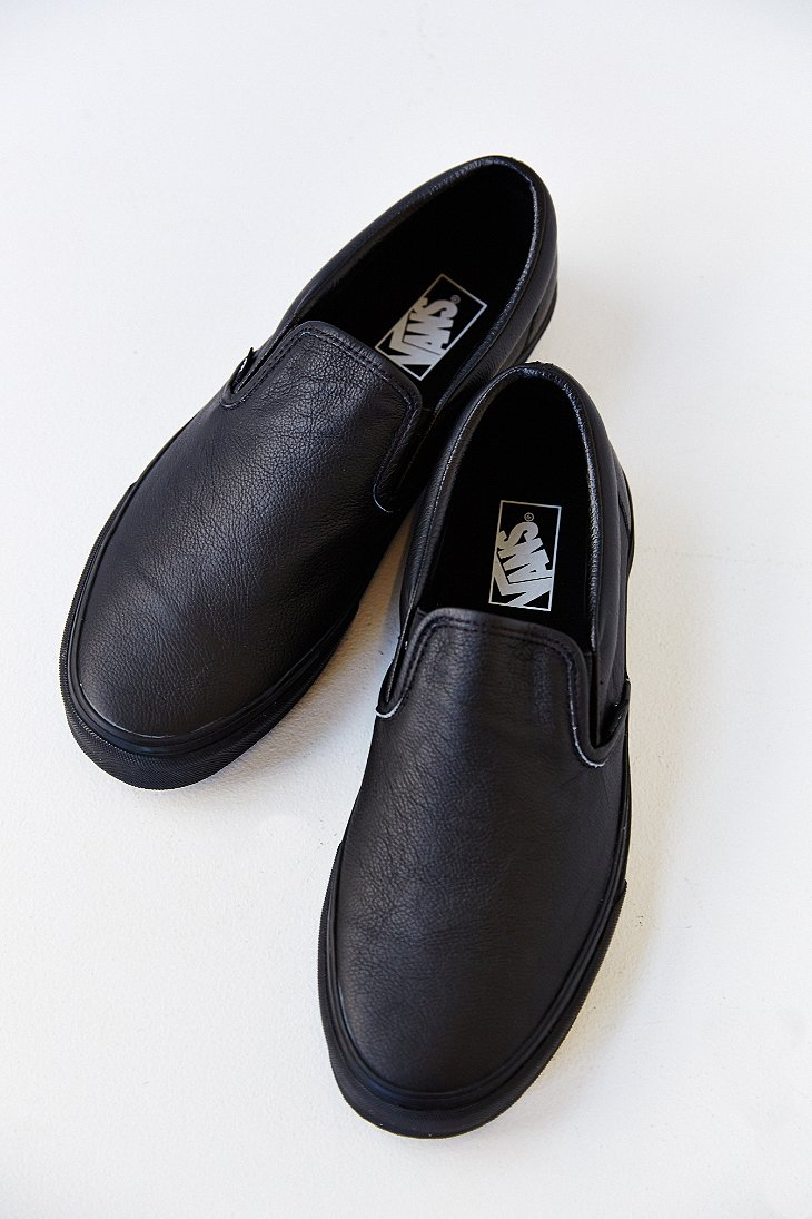 Vans Classic Premium Leather Slip-On Men'S Sneaker in Black for Men - Lyst