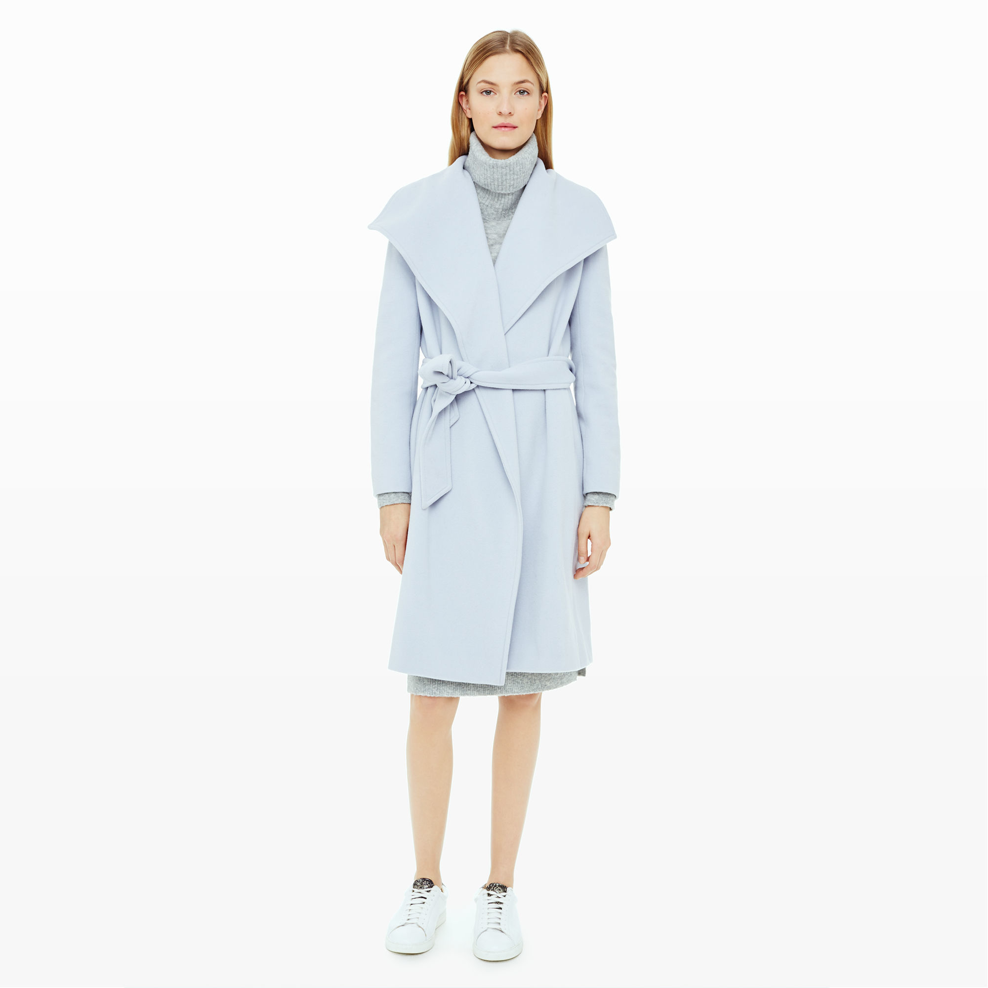 light blue wrap coat