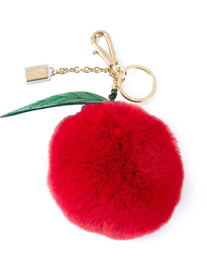 pom pom red fur keychain Dolce Gabbana & Ring in Pom Lyst   Red Key Apple Pom