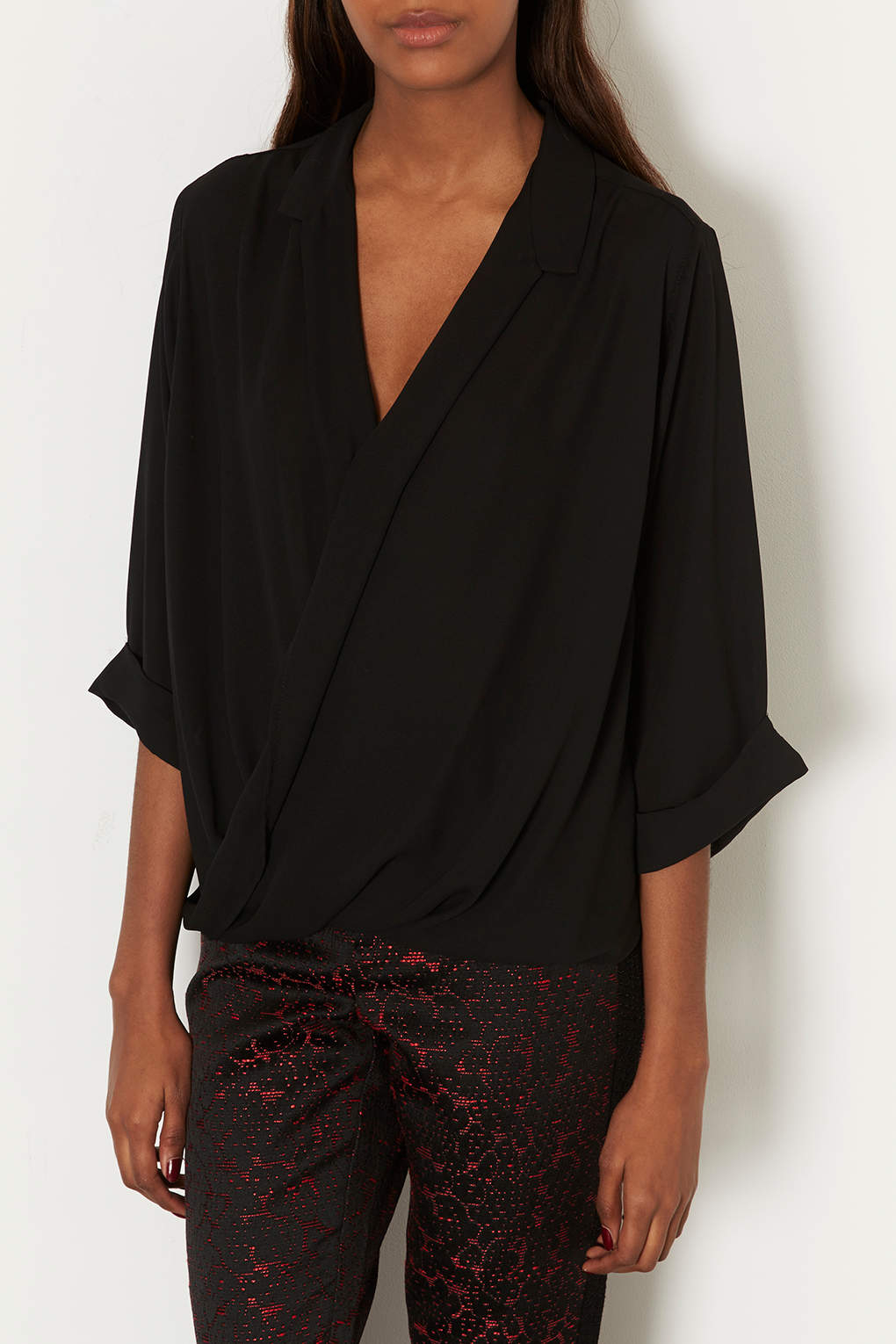 Black Wrap Blouse Topshop Agbu Hye Geen