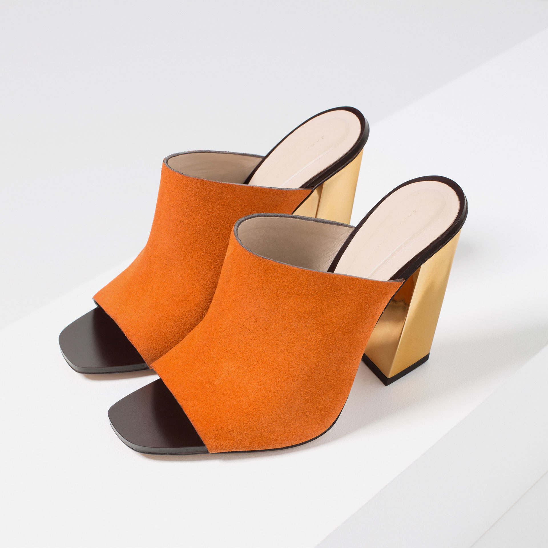 orange mules flat
