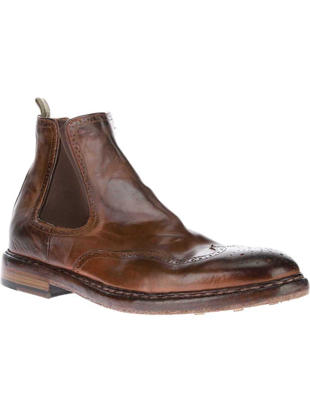 Lyst - Officine Creative Brogue Chelsea Boots in Brown for Men