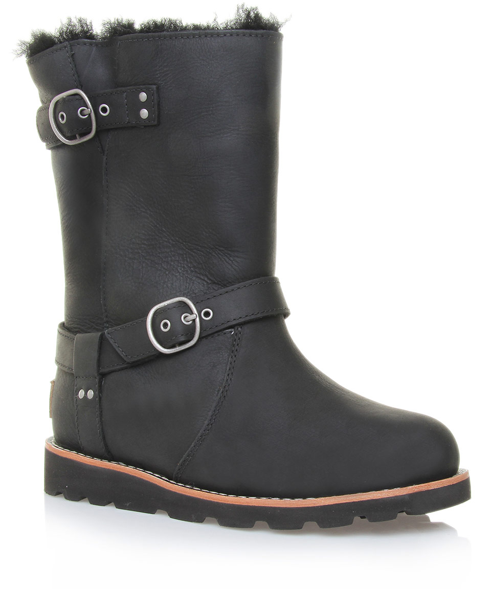 ugg black biker boots women's