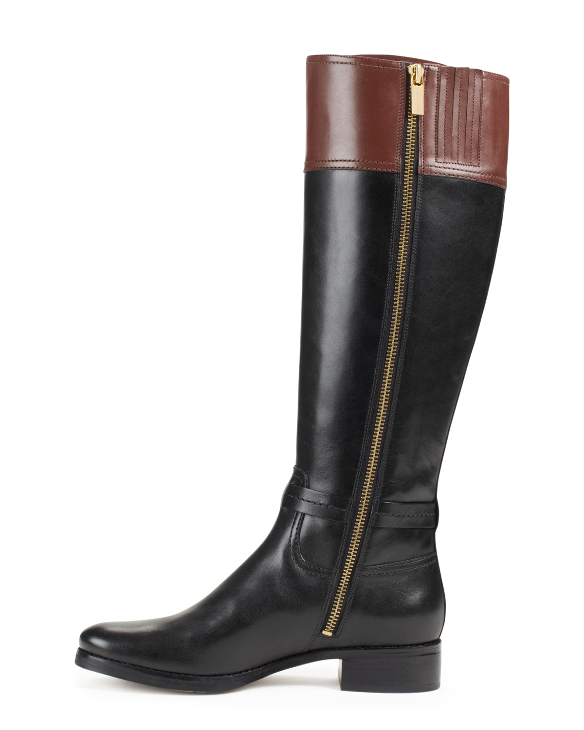 Michael Kors Michael Stockard Twotone Leather Riding Boot in Black - Lyst