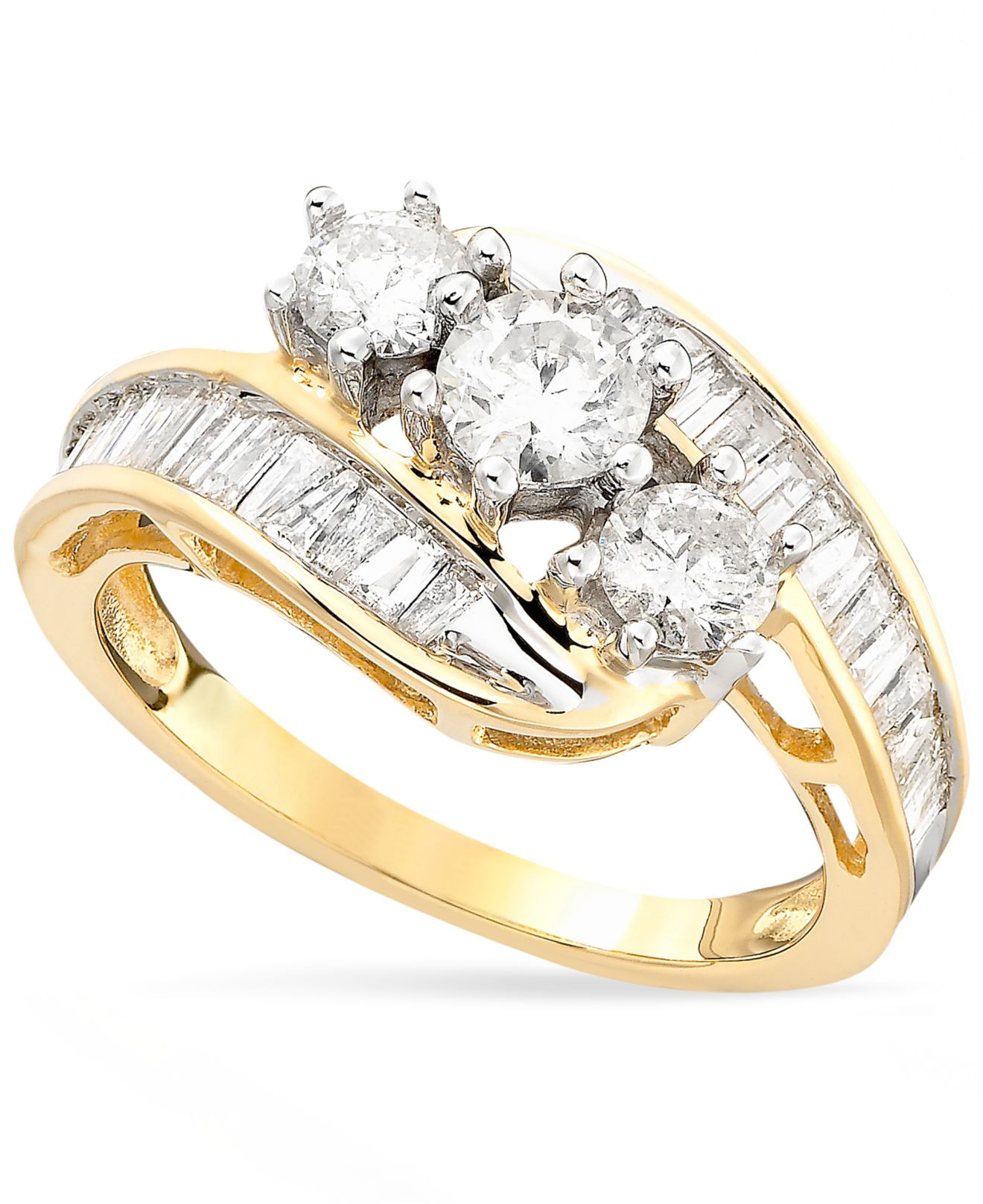 Macy&#39;s Us Diamond Bypass Ring In 14K Gold (1-1/2 Ct. T.W.) in Gold (Yellow Gold) | Lyst