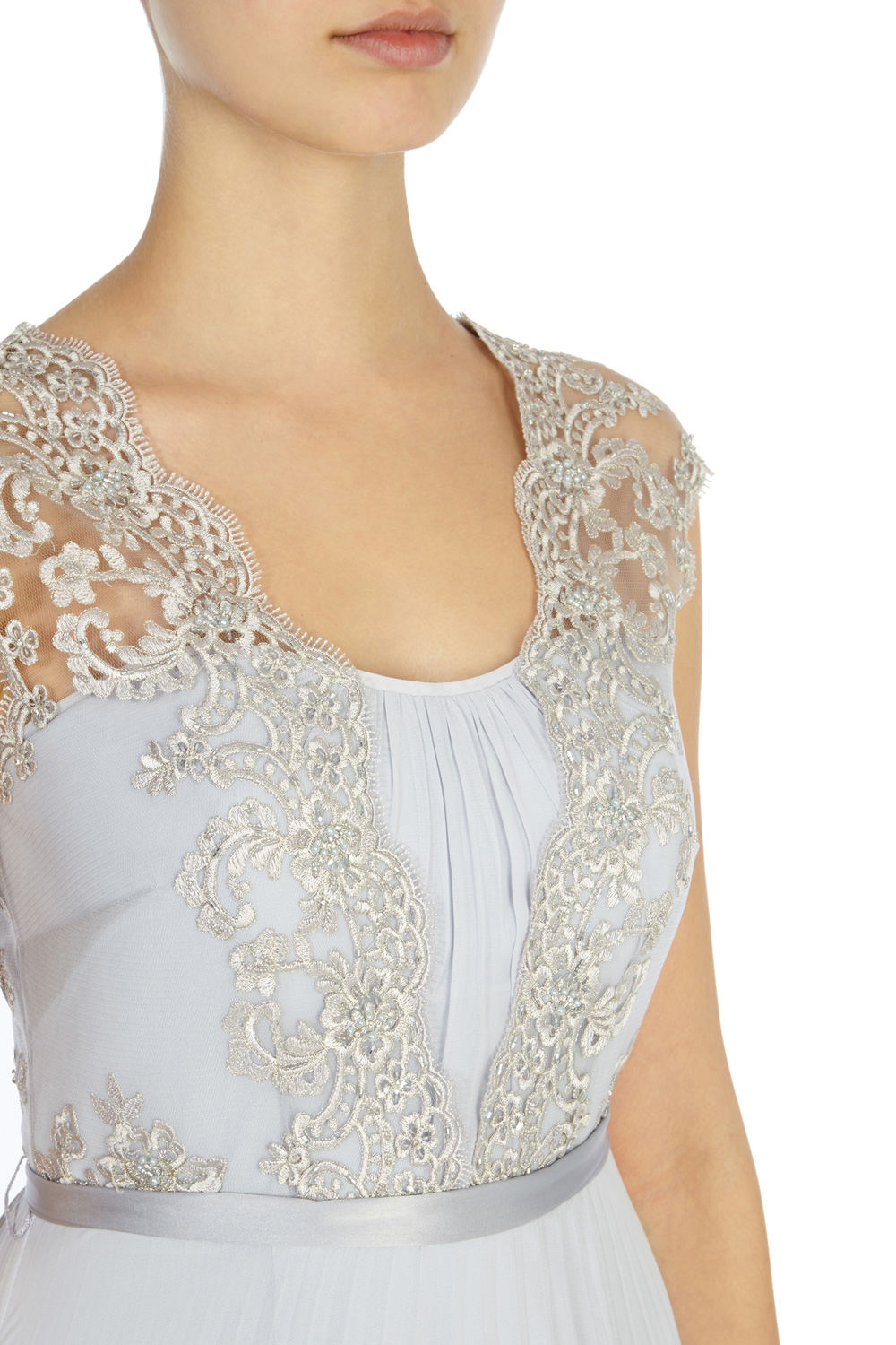 Coast | Coast Lori Arlie Pleated Maxi Dress in Light Grey