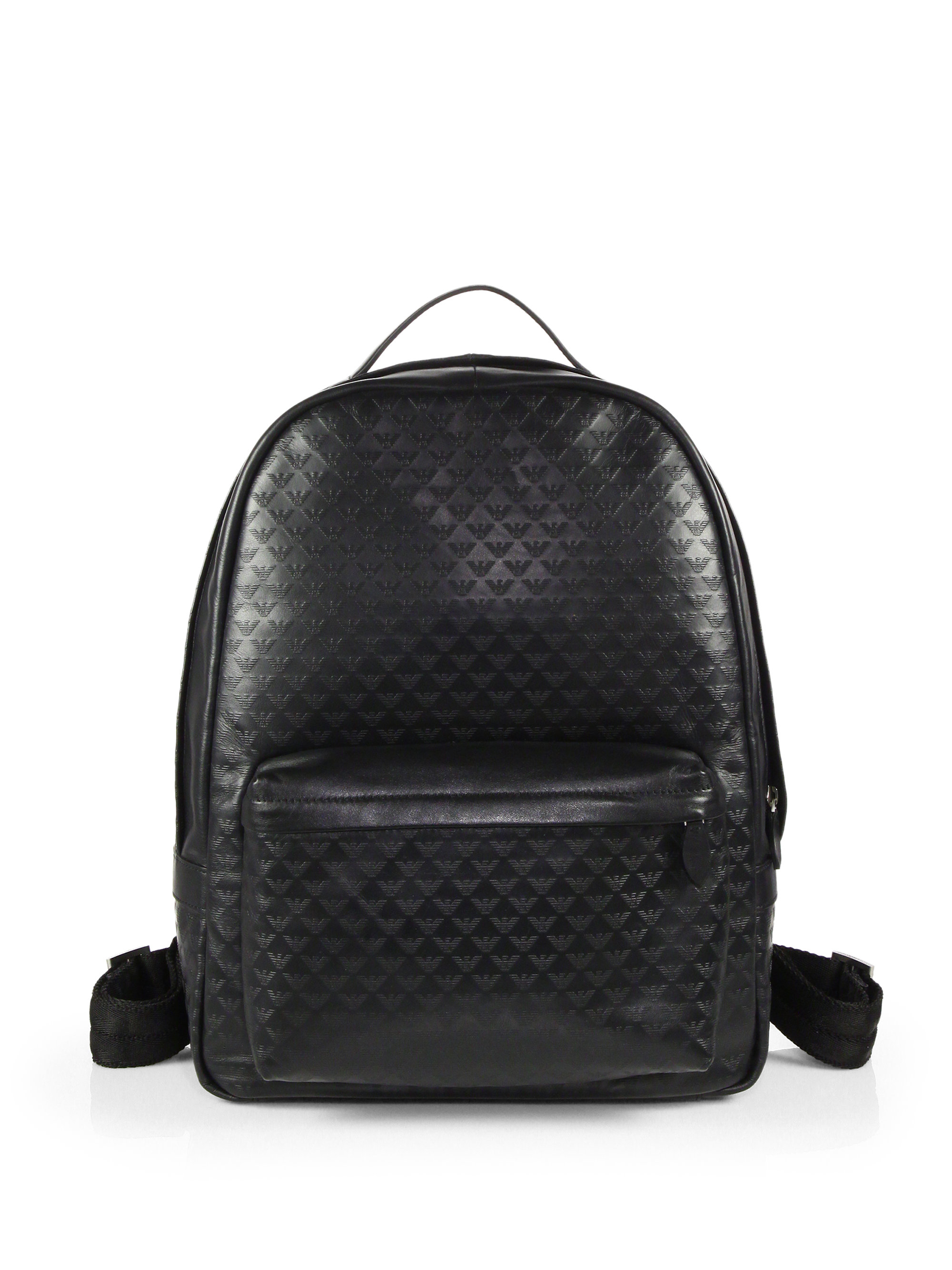 armani leather backpack mens