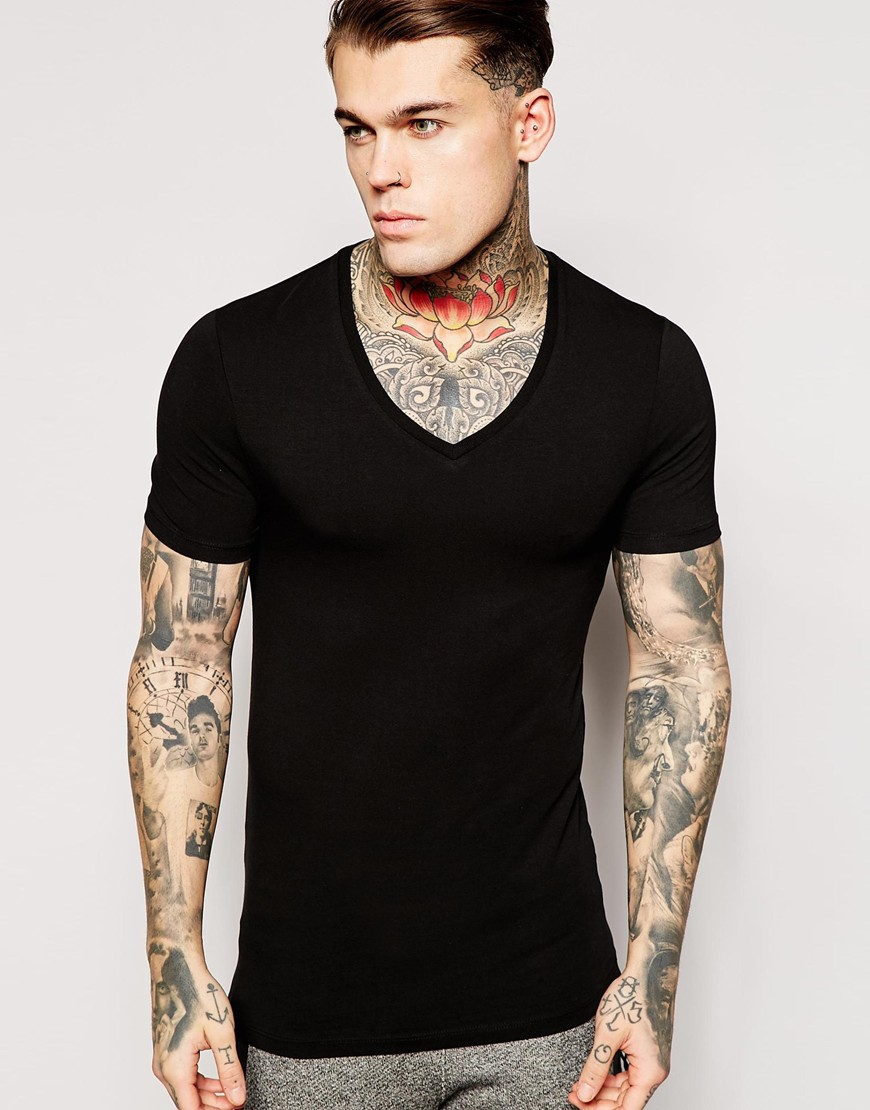 Asos Extreme Muscle Fit T-shirt With V Neck And Stretch in Black for ...